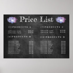 Chalkboard Photographer Price Menu Print Poster