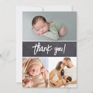 Chalkboard Photos Handlettering Baby Shower  Thank You Card