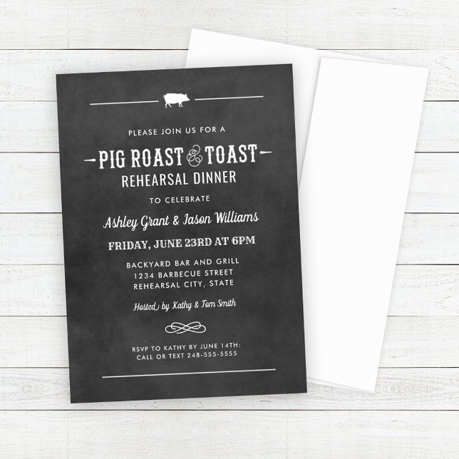 Chalkboard Pig Roast and Toast Rehearsal Dinner Invitation (Creator Uploaded)