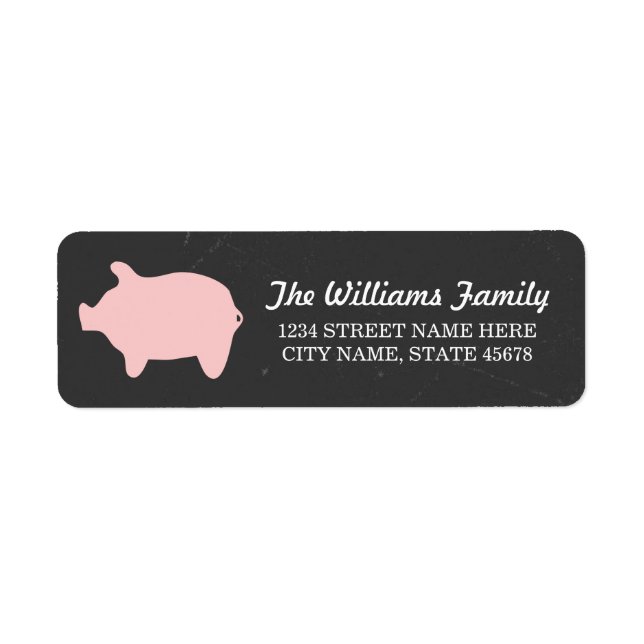 Chalkboard Piggie Address Labels / Pink (Front)