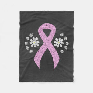 Chalkboard Pink Awareness Ribbon Fleece Blanket