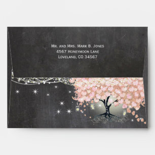 Chalkboard Pink Heart Leaf Tree Invitation Envelope