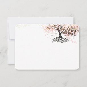 Chalkboard Pink Heart Leaf Tree Thank You Card