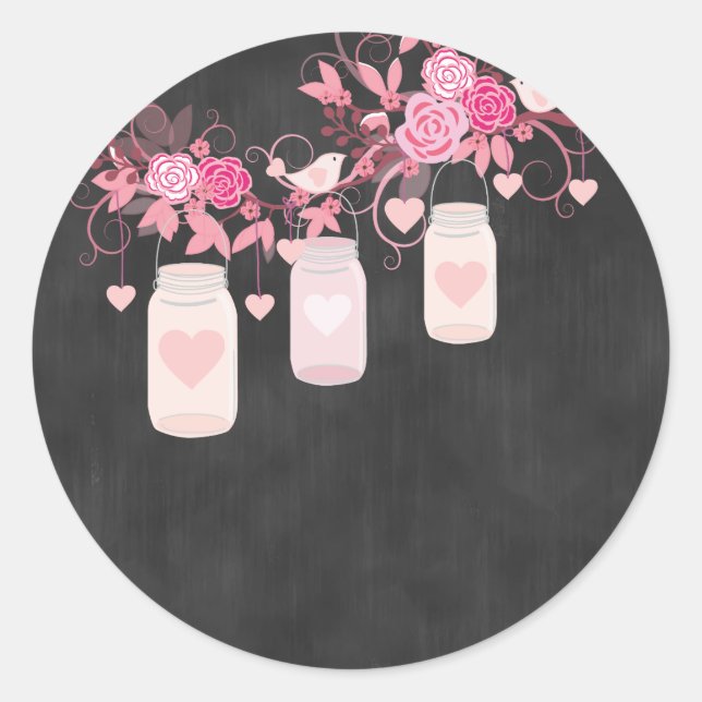 Chalkboard Pink Mason Jar Sticker (Front)