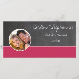 Chalkboard Pink Photo Wedding Announcement