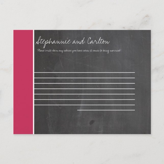 Chalkboard Pink Wedding Advice Card (Front)