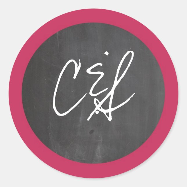 Chalkboard Pink Wedding Envelope Stickers (Front)