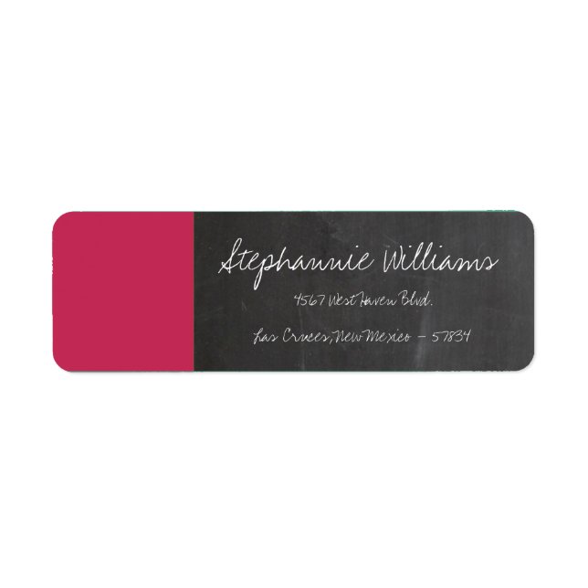 Chalkboard Pink Wedding Return Label Return Address Label (Front)