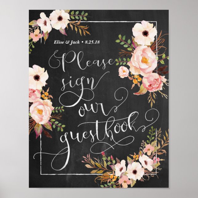 Chalkboard Please Sign our Guestbook Poster (Front)