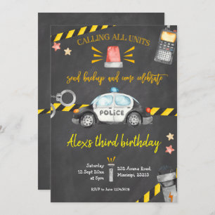 Chalkboard Police Birthday Party Invitation