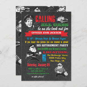 Chalkboard Police Retirement Party Invitations