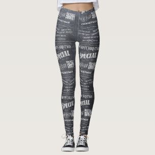 Chalkboard Politically Correct Newsprint Christmas Leggings
