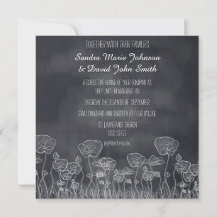 Chalkboard Poppy Hand Drawn Wedding Invitation