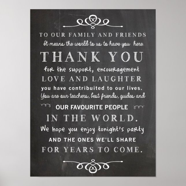 Chalkboard poster - thank you wedding sign (Front)
