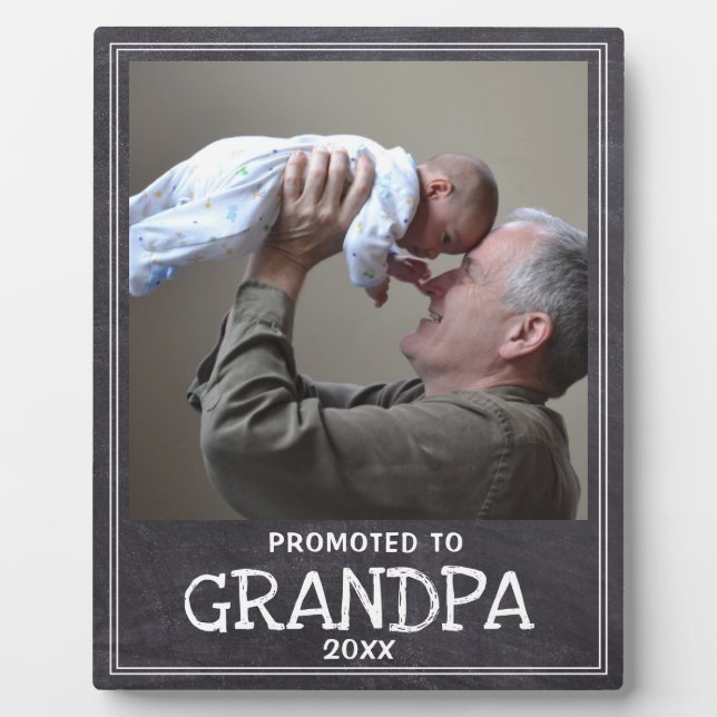 Chalkboard Promoted To Grandpa New Grandfather Plaque (Front)