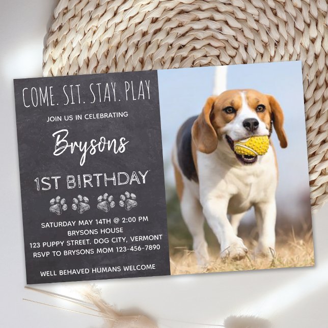Chalkboard Puppy Dog Birthday Invitation (Creator Uploaded)