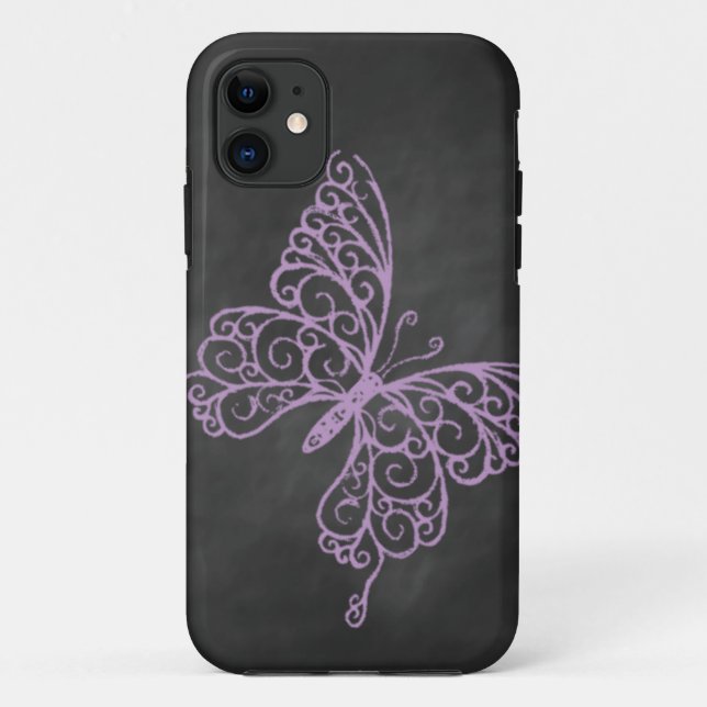 Chalkboard Purple Butterfly iPhone 5 Case-Mate ID Case (Back)