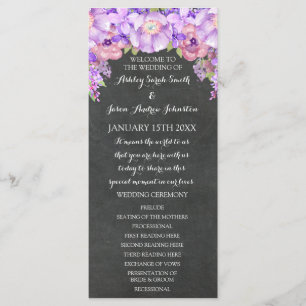 Chalkboard Purple Lavender Floral Wedding Program