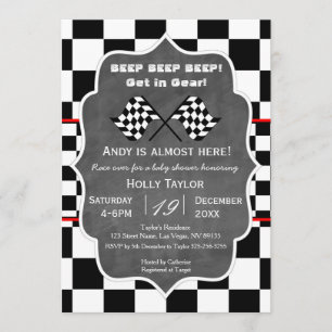 Chalkboard Racing Birthday Invitation