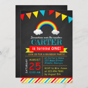 Chalkboard Rainbow Birthday Party Invitation