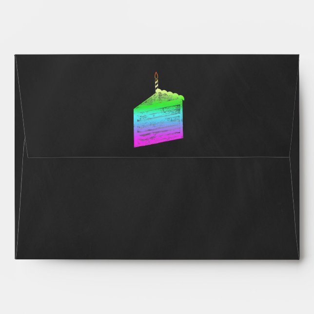 Chalkboard Rainbow Cake Slice Invitation Envelope (Back (Top Flap))