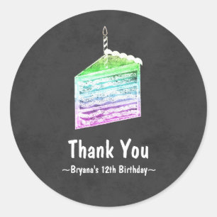 Chalkboard Rainbow Cake Slice Party Favour Sticker