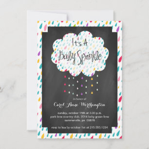 Chalkboard Raindrop Baby Sprinkle Invitation