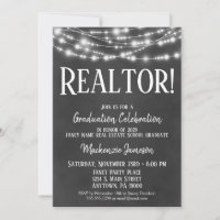 Chalkboard Realtor Graduation Party Invitation