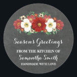 Chalkboard Red Floral Christmas Baking Sticker<br><div class="desc">Custom name holiday from the kitchen of labels in rustic country chalkboard pattern with red and white vintage flowers. Perfect for labelling Christmas baked goods,  canned preserves,  and many other goodies from the kitchen,  the perfect treat for the baker in your life.</div>