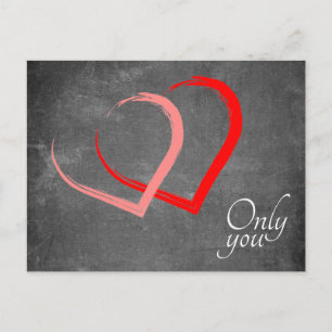 Chalkboard Red Pink Hearts Valentine`s Day Elegant Holiday Postcard