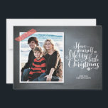 Chalkboard Red Washi Tape Script Holiday Card<br><div class="desc">This rustic chalkboard style invitation is made exclusively for Zazzle and is perfect for a nostalgic yet modern seasonal greeting. Printed “washi” tape in red accent your photo with white script typography printed on a chalkboard background. Add an Envelopments Holiday Stamp from our extensive postage collection to match perfectly with...</div>