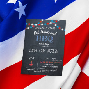 Chalkboard Red, White & Blue Party Invtitation Invitation
