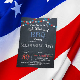 Chalkboard Red, White & Blue Party Invtitation Invitation