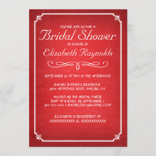 Chalkboard Red & White Bridal Shower Invitations