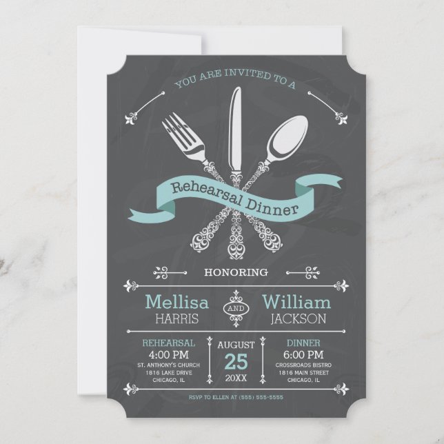 Chalkboard Rehearsal Dinner Invitation (Front)
