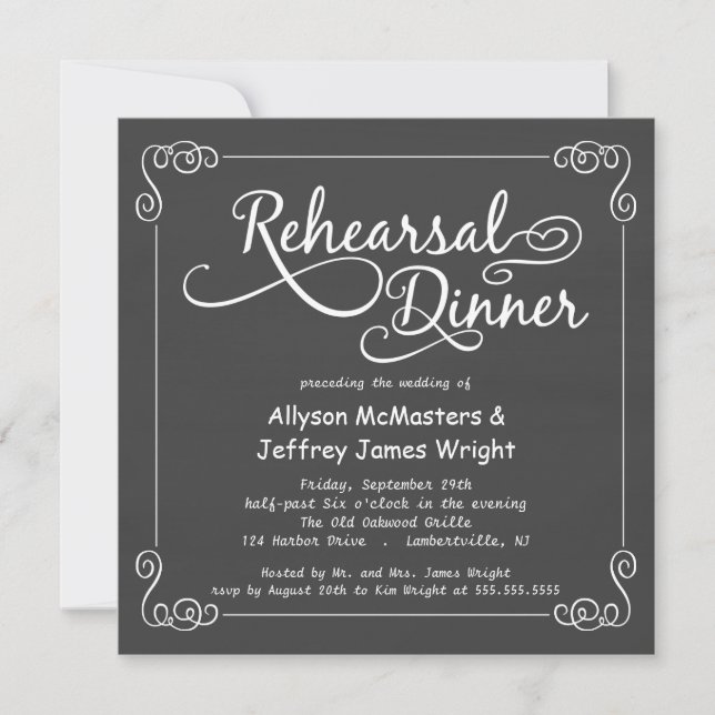 Chalkboard Rehearsal Dinner Invitations (Front)