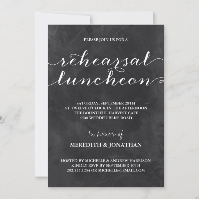 Chalkboard Rehearsal Luncheon Invitation (Front)