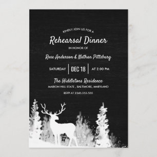 Chalkboard Reindeer Christmas Rehearsal Dinner Invitation