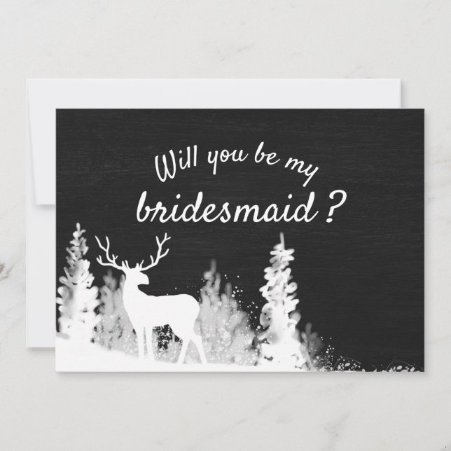 Chalkboard Reindeer Christmas Wedding | Bridesmaid Invitation (Front)