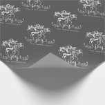 Chalkboard Reindeer Joy Christmas Holiday Wrapping Wrapping Paper<br><div class="desc">Personalised Christmas Holiday gift wrapping paper -- Elegant male and female reindeer in joyful winter play, their majestic antlers magically decorated with fancy swirls and dangle ornaments. Modern folk-art chalk art drawing with a festive winter white pine branches beneath their prancing hooves and casual handwritten chalk-style lettering. Customise it with...</div>