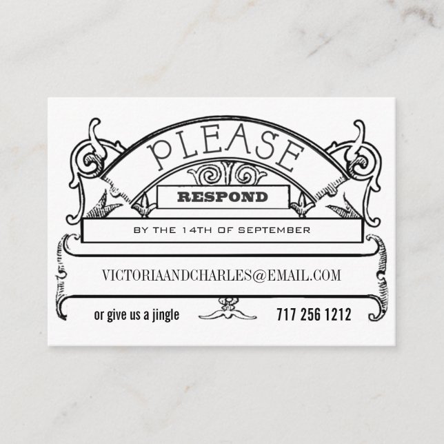 Chalkboard Response Email or Telephone Cards (Front)