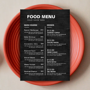 Chalkboard Restaurant Food Drink Menu   Price List
