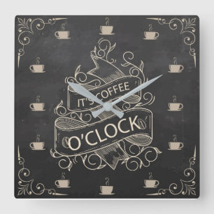 Chalkboard Retro Coffee Clock Wall Clock