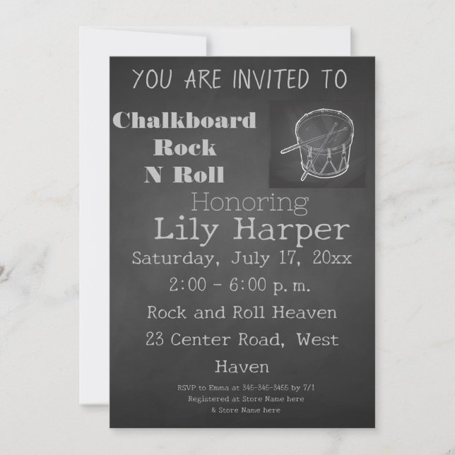 Chalkboard Rock Star Baby Shower Invitation (Front)