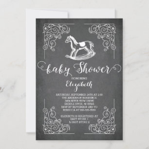 Chalkboard Rocking Horse Baby Shower Invitation