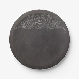 Chalkboard Rose Paper Plates