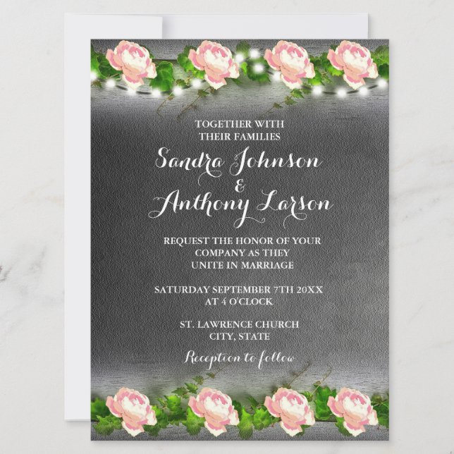 Chalkboard Rose Wedding Invitaion Invitation (Front)