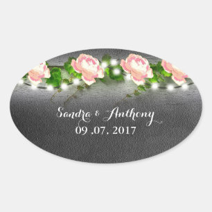 Chalkboard Rose Wedding Invitation Sticker