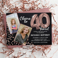 Chalkboard RoseGold Balloons 2 Photo 40th Birthday