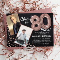 Chalkboard RoseGold Balloons 2 Photo 80th Birthday